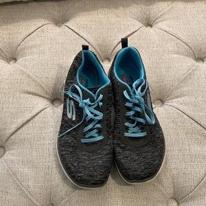 Skechers Charcoal and Teal Slip-On Lace Sneakers